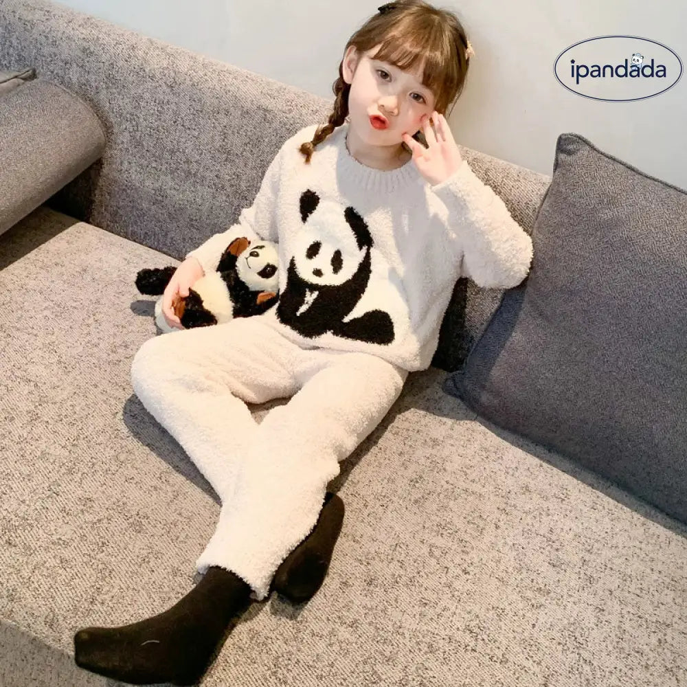 女の子 秋冬 新作 パンダ パジャマ 子供 冬季 サンゴフリース かわいい 保温 ルームウェア ID2898