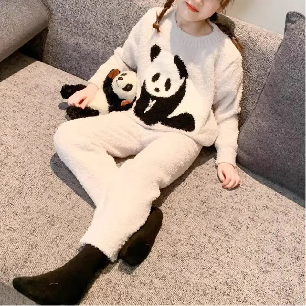 女の子 秋冬 新作 パンダ パジャマ 子供 冬季 サンゴフリース かわいい 保温 ルームウェア ID2898