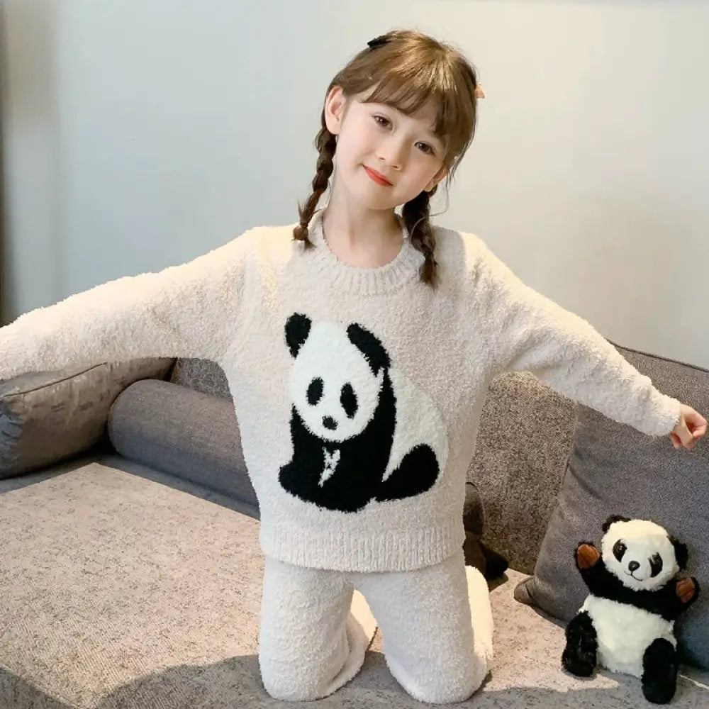 女の子 秋冬 新作 パンダ パジャマ 子供 冬季 サンゴフリース かわいい 保温 ルームウェア ID2898 写真通り / 110cm