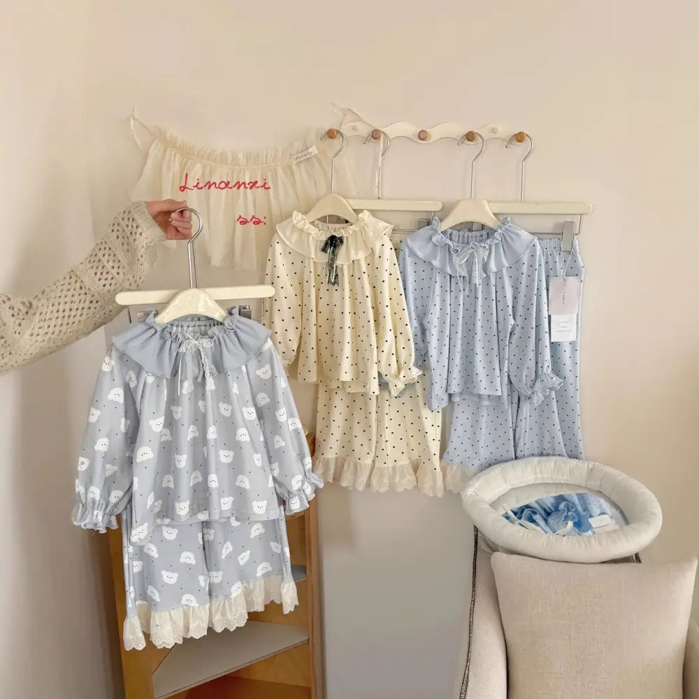 女の子 ルームウェア セット 長袖 上下セット セットアップ パジャマ 新作 女の子用 パジャマ セット フリル かわいい ID4300 ベビー＆キッズ