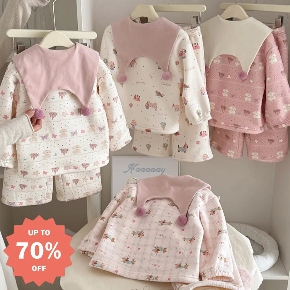 女の子用 冬季 パジャマセット 女の子 ベビー用 ルームウェア フリース 保温 ルームウェア もこもこ 彼女 クリスマスプレゼント ID3247 ベビー＆キッズ