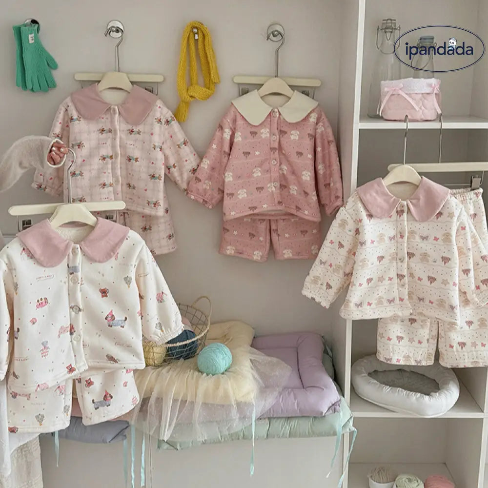 女の子用 冬季 パジャマセット 女の子 ベビー用 ルームウェア フリース 保温 ルームウェア もこもこ 彼女 クリスマスプレゼント ID3247 ベビー＆キッズ