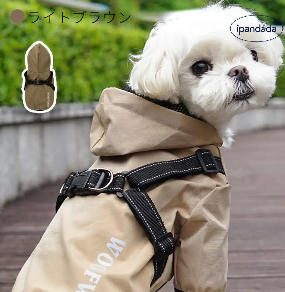 ID905 犬 レインウェア ハーネス付き 犬 レインコート ハーネス一体型 小型犬 中型犬 ハーネス付き ペットレインコート 雨具フード付き ペット ドッグウェア レイングッズ 雨カッパ レインウエア 犬の服 着せやすい 濡れない