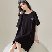 ID1132 オフショルダー ワンピース パジャマ 夏用 ゆったりサイズ おしゃれ ルームウェア お出かけ対応 ブラック / M レディース＞ワンピース