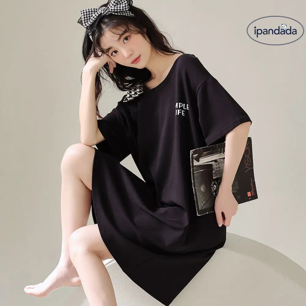 ID1132 オフショルダー ワンピース パジャマ 夏用 ゆったりサイズ おしゃれ ルームウェア お出かけ対応 レディース＞ワンピース