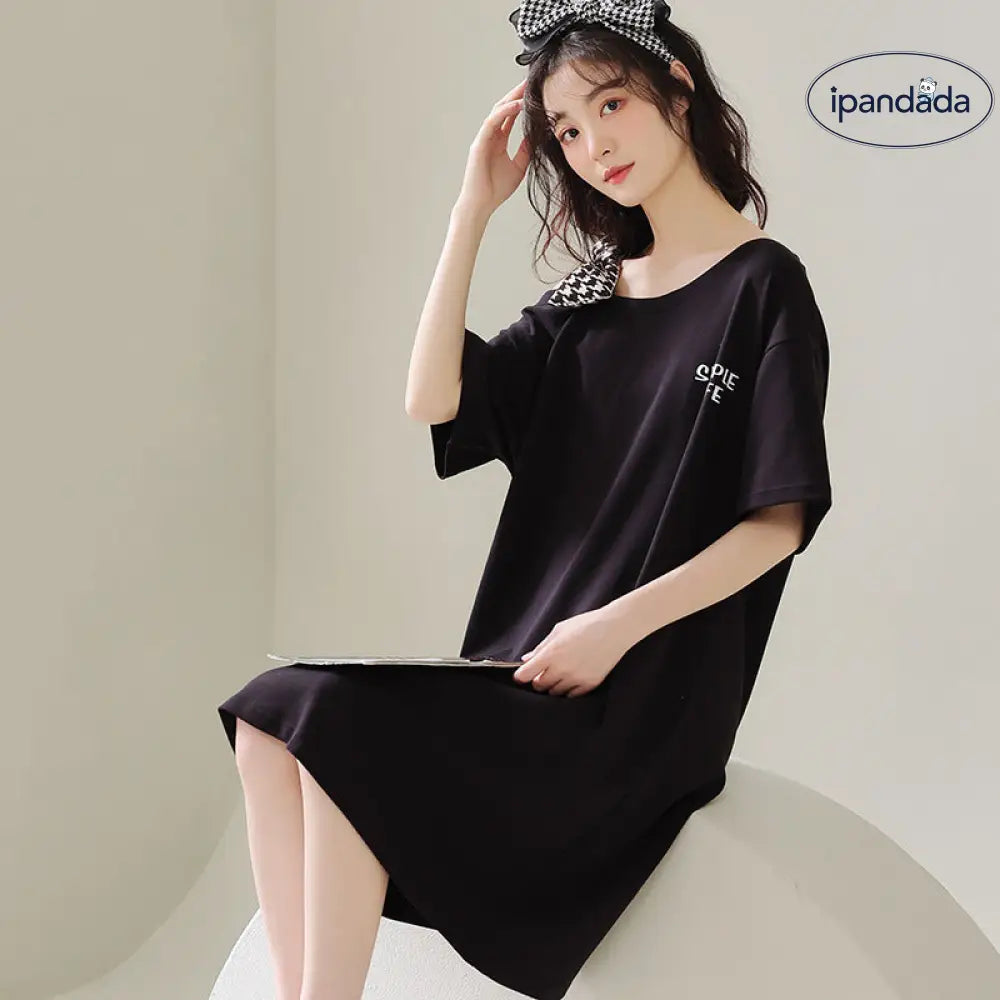 ID1132 オフショルダー ワンピース パジャマ 夏用 ゆったりサイズ おしゃれ ルームウェア お出かけ対応 レディース＞ワンピース