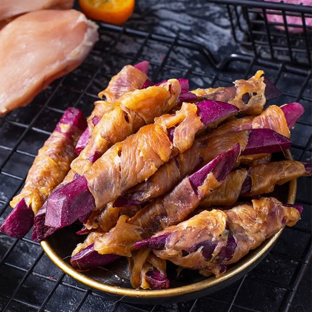 鶏肉紫芋巻き 鴨肉紫芋巻き おやつ 無添加 ペットフード ドッグフード 素材そのまま 犬用おやつ 犬おやつ 犬のおやつ ID2024 【1バッグ】鶏肉紫芋巻き100g ペット用品＞ペットおやつ