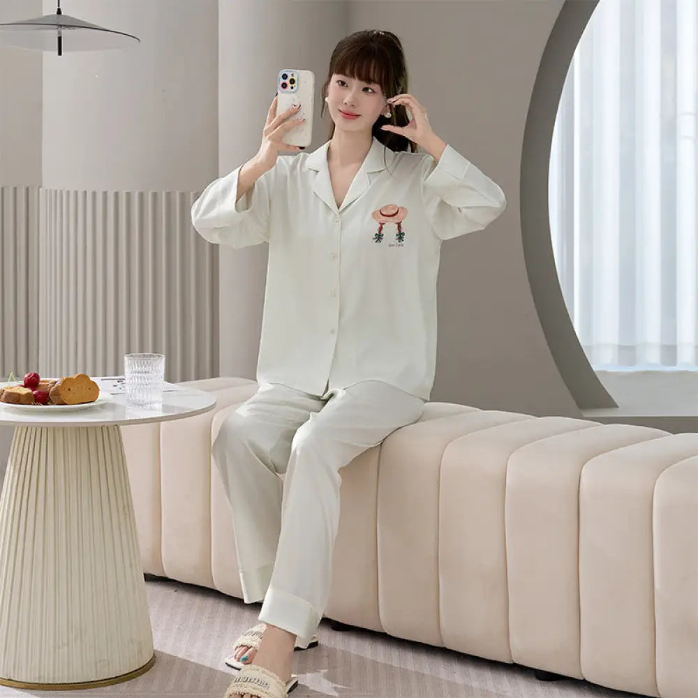 おしゃれ パジャマ セット ナイトウェア かわいい 可愛い 春秋 長袖 ルームウェア 部屋着 爽やか 2点セット かわいい 肌触りよい ID4090 ライトグリーン / M レディース＞セットアップ