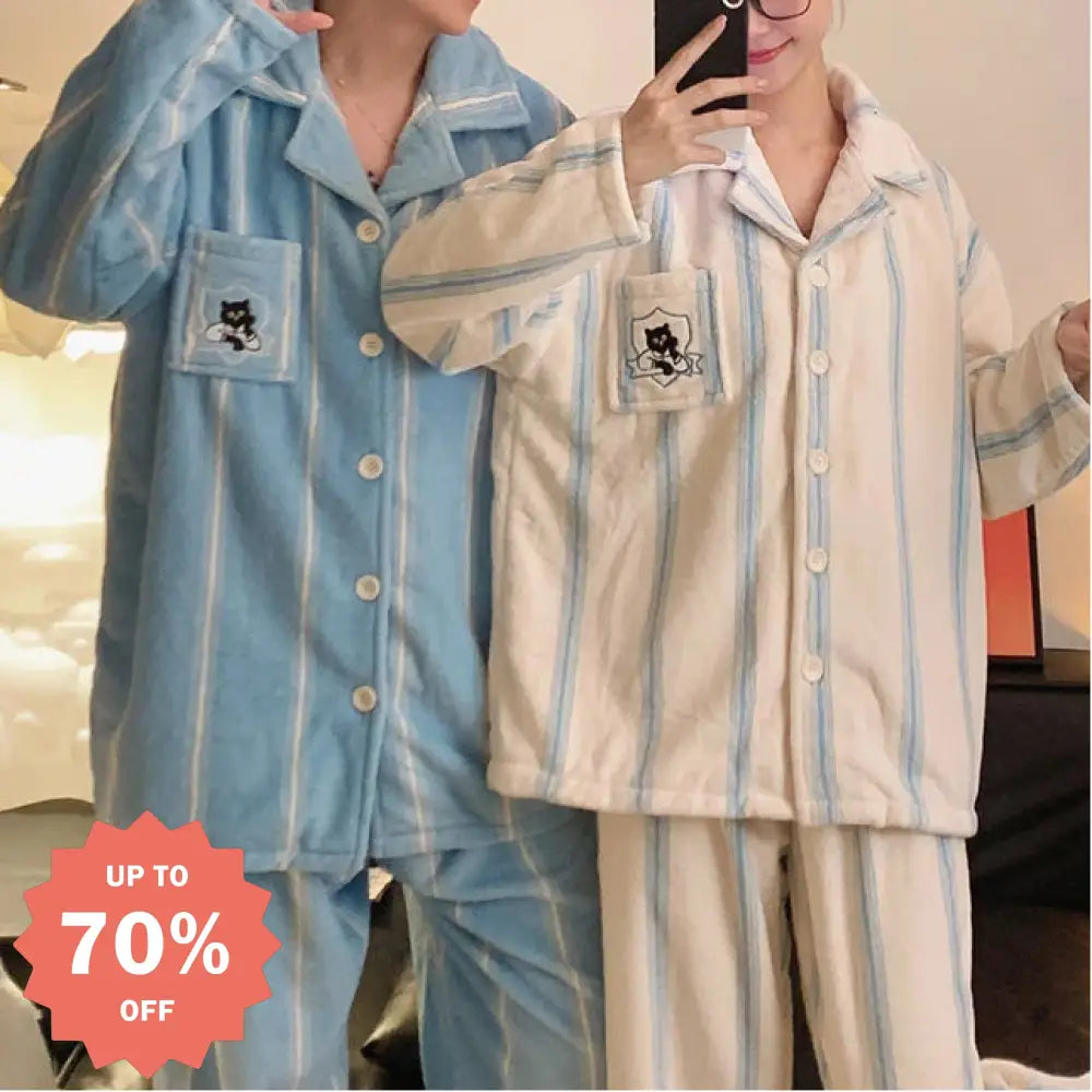 おそろい カップル パジャマ フランネル カーディガン 長袖 冬季新作 韓国風インスタ風 男女兼用 保温ホームウェア ID3137