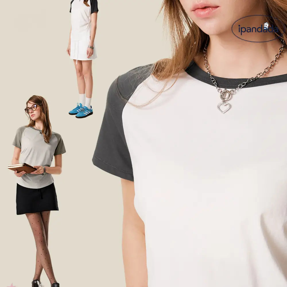 ID1248 【欧米ブランド風】ライトウェイト プリーツデザイン くびれ強調Tシャツ バイカラー スポーツ フィットネス 女性用 通気性 レディース > トップス