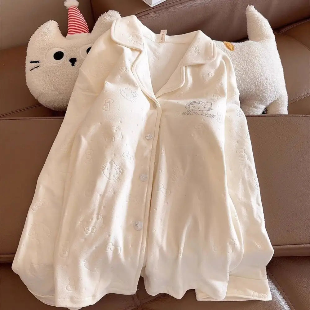 パッド付き 襟付き キルティング パジャマ セット 厚手 長袖 長ズボン 甘め ルームウェア 2点セット ID4034 アプリコット / M