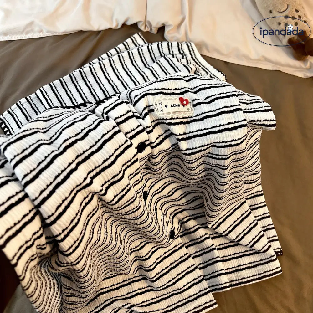 パッド付き タンクトップ ストライプ パジャマ セット 春秋 新作 3点セット ルームウェア 部屋着 肌触り最高 ID4193