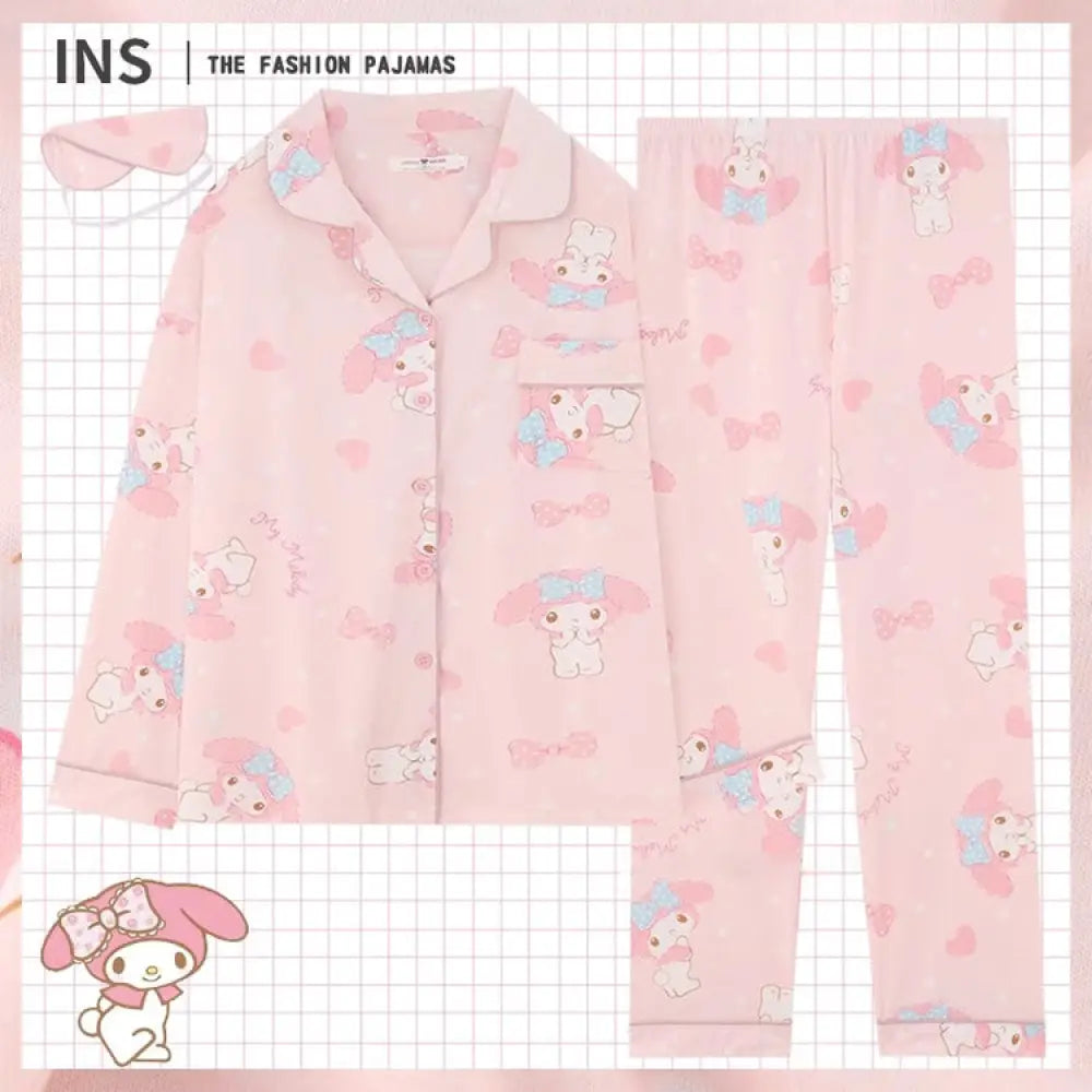 ID406 パジャマ 部屋着 ルームウェア レディース うさぎ 猫柄 ピンク かわいい パジャマ 上下セット 通年使える 春 秋 寒暖差 リラックス 長袖 長ズボン タイプ⑤ / M レディース＞セットアップ