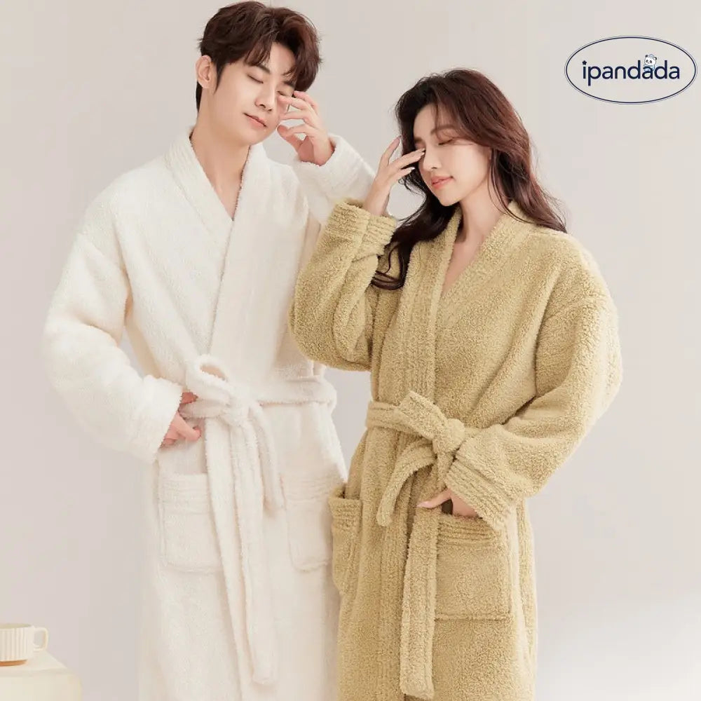 パジャマ ガウン レディース 秋冬用 コーラル フリース メンズ バスローブ カップル セット ロング バスガウン 厚手 冬用 カップル クリスマス ギフト ID3179 コーディネート＞ペアルック