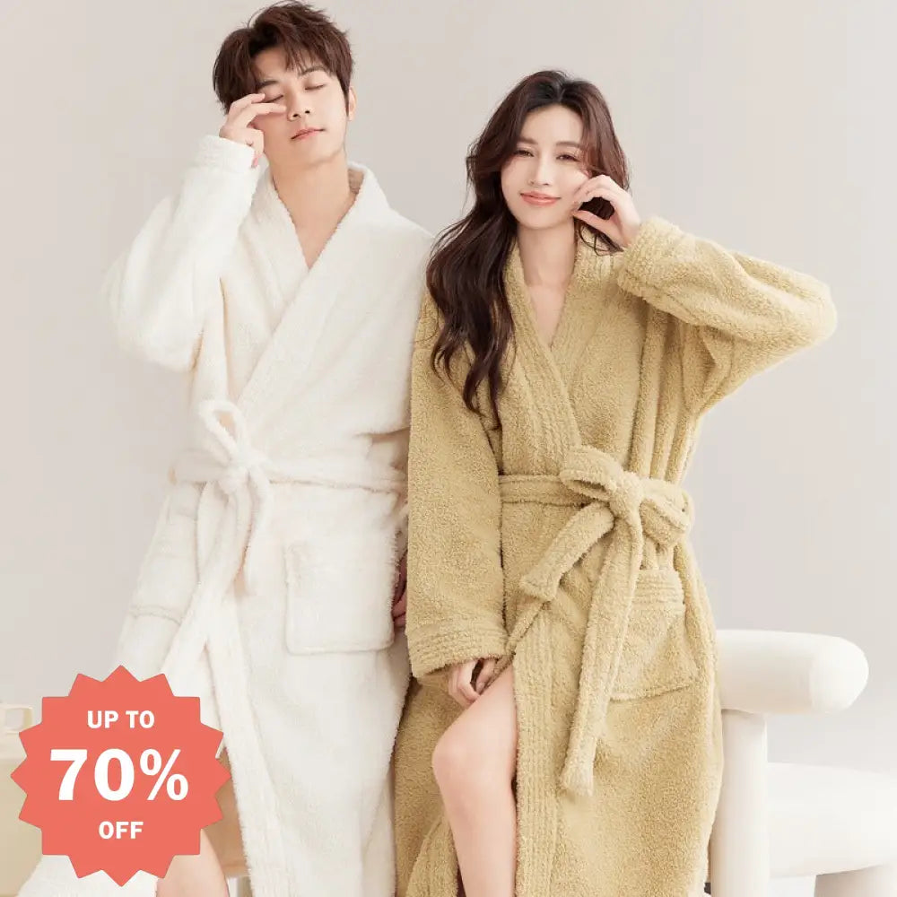パジャマ ガウン レディース 秋冬用 コーラル フリース メンズ バスローブ カップル セット ロング バスガウン 厚手 冬用 カップル クリスマス ギフト ID3179 コーディネート＞ペアルック
