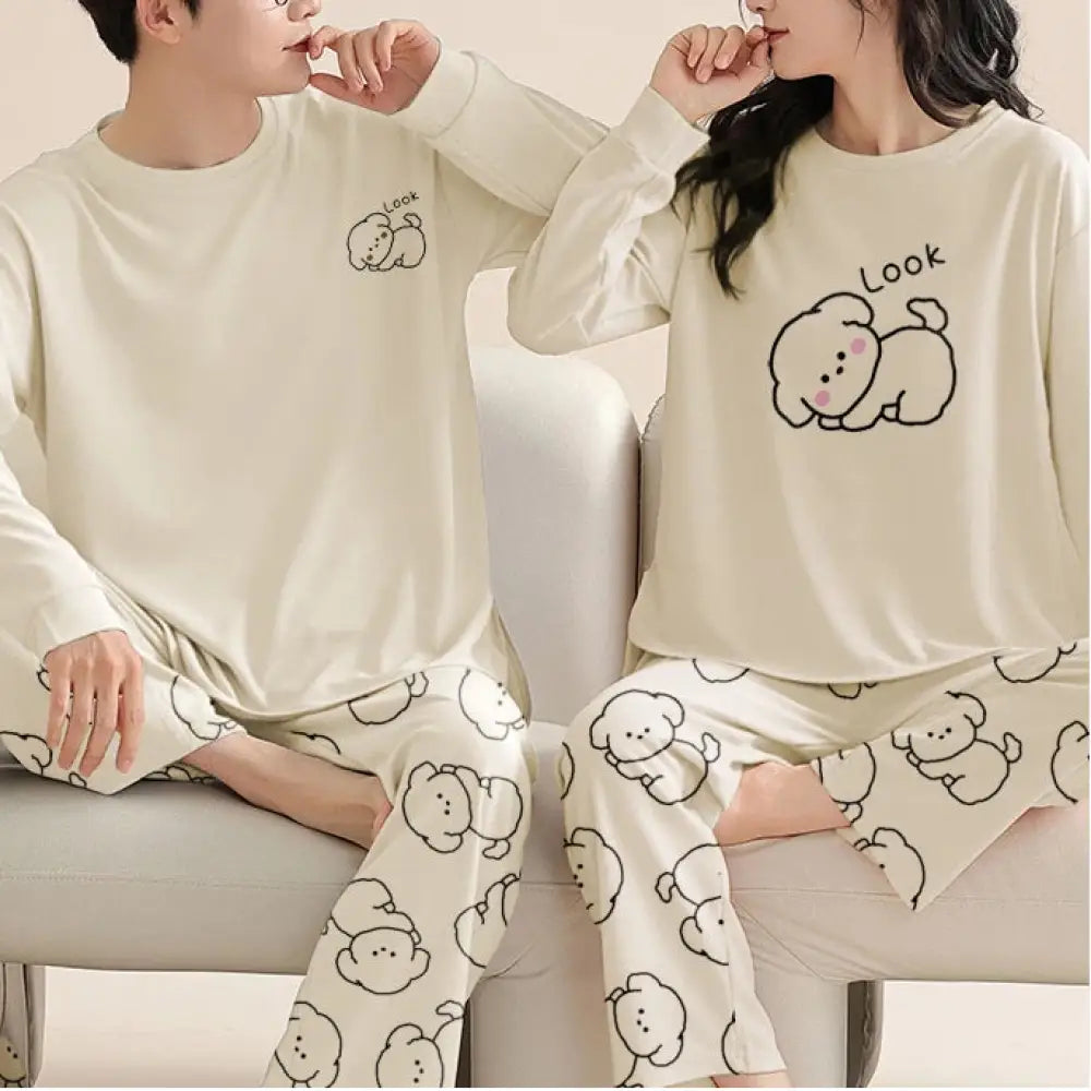 パジャマ カップル 春秋用 新作 長袖 カートゥーン かわいい 綿 高級感 ルームウェア セットアップ ID3434