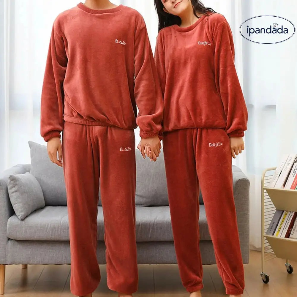 パジャマ カップル ペアルック ルームウェア フランネル 冬 フラノ ペアパジャマ 長袖 モコモコパジャマ 上下セット レディースメンズ 部屋着 暖かい ID2371