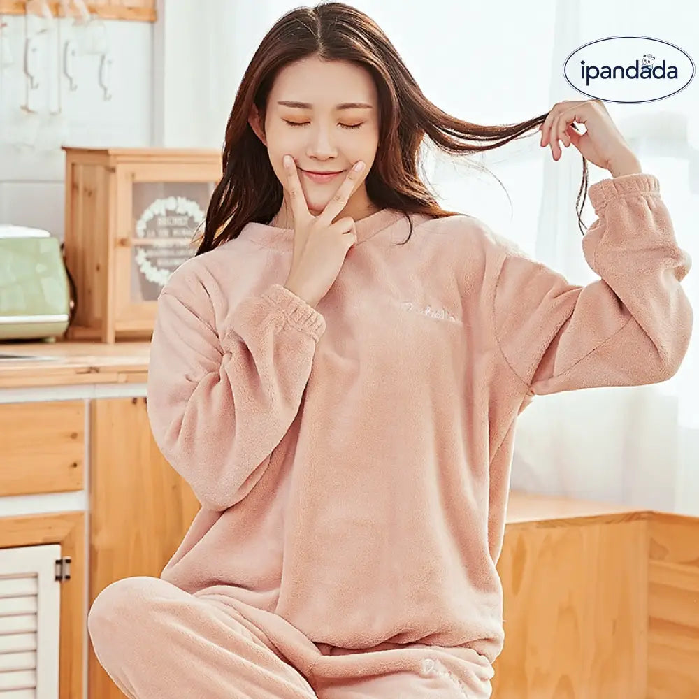 パジャマ カップル ペアルック ルームウェア フランネル 冬 フラノ ペアパジャマ 長袖 モコモコパジャマ 上下セット レディースメンズ 部屋着 暖かい ID2371