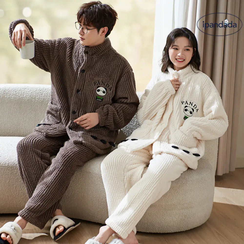 パジャマ カップル用 冬 コーラルフリース 裏起毛 厚手 保温 フランネル かわいい ルームウェア セット ID3746