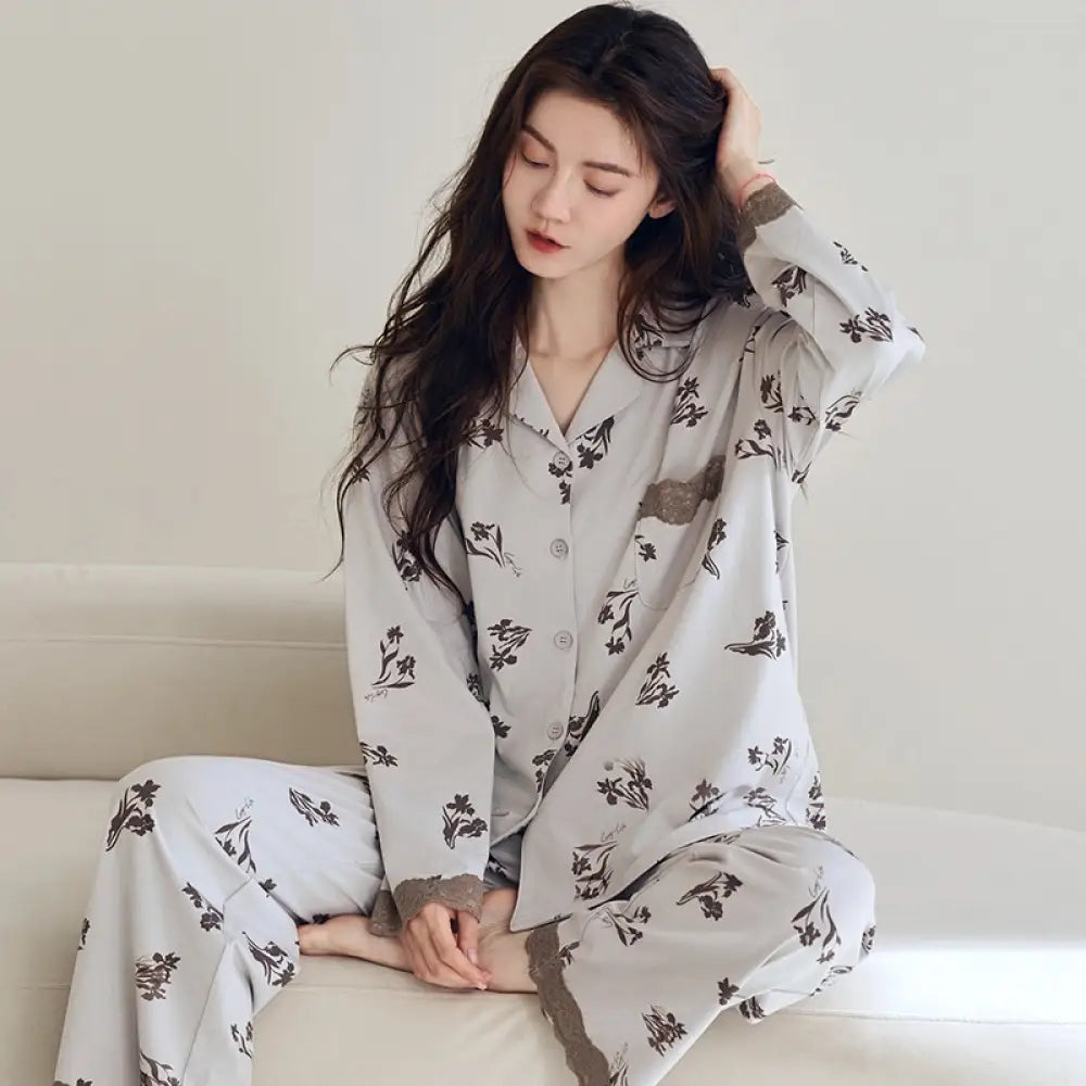 パジャマ 綿100％ ルームウェア 花柄 レディース 長袖 長ズボン 花柄 ウエストゴム 上下セット セットアップ ロングパンツ コットン おしゃれ 可愛い カジュアル 春 秋 冬 柔らかい エレガンス 快適 ゆったり 部屋着 寝巻き