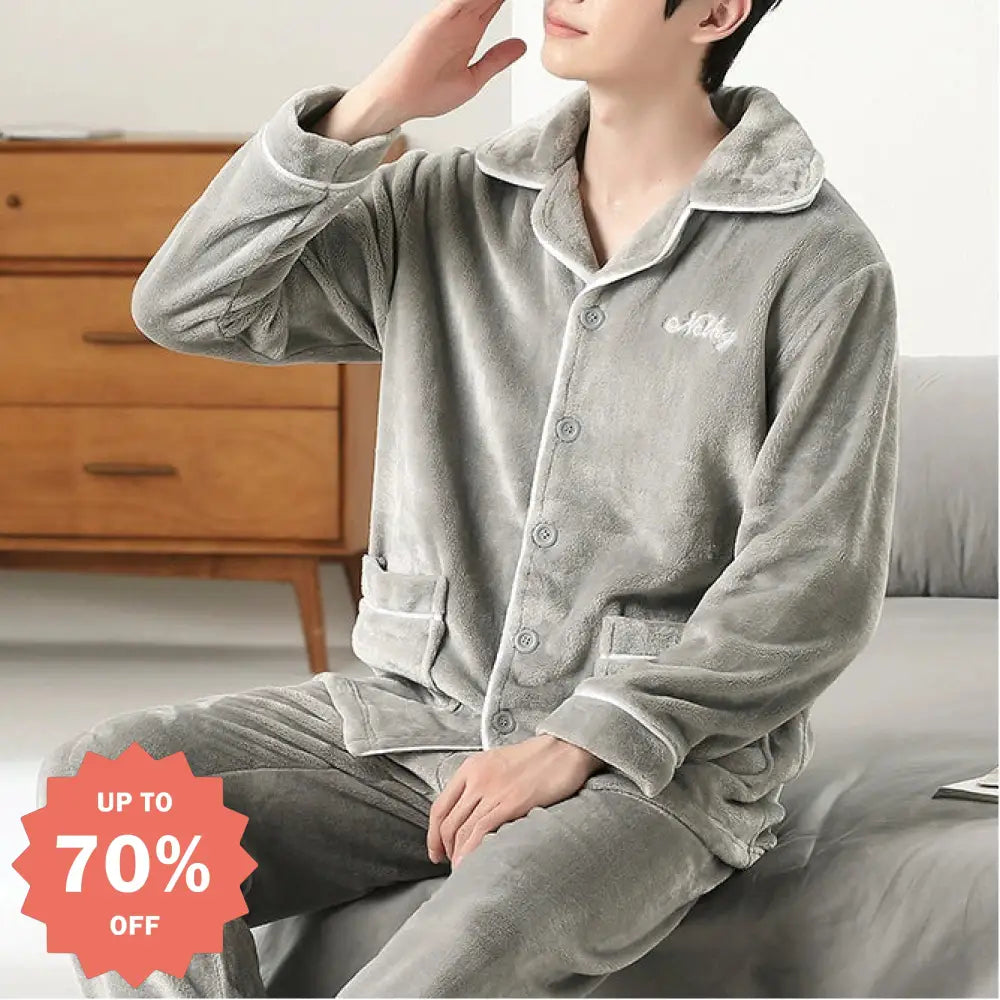 カップル パジャマ 男 秋冬 新作 ハイカラー ジッパー 加厚 長袖 コーラルフリース ルームウェア ID2936