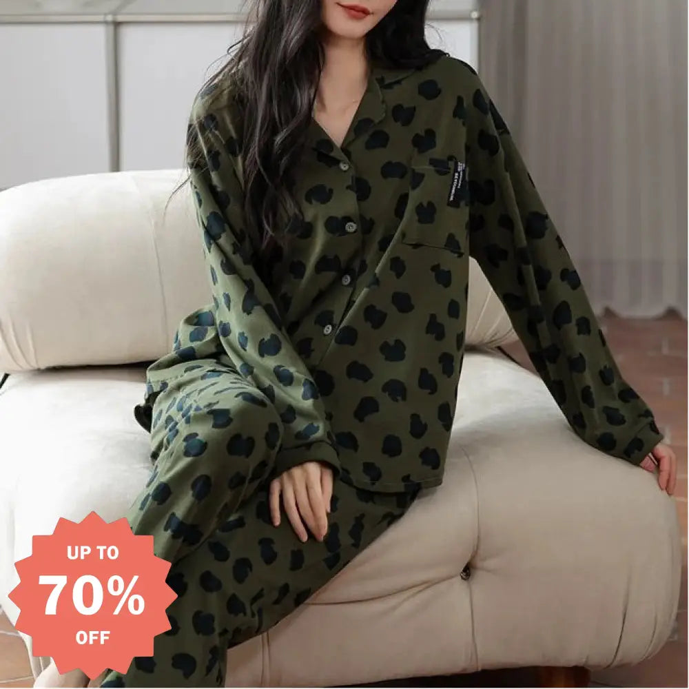 パジャマ 女性用 長袖 春秋 高級感 綿 カーディガン ホームウェア ID4123