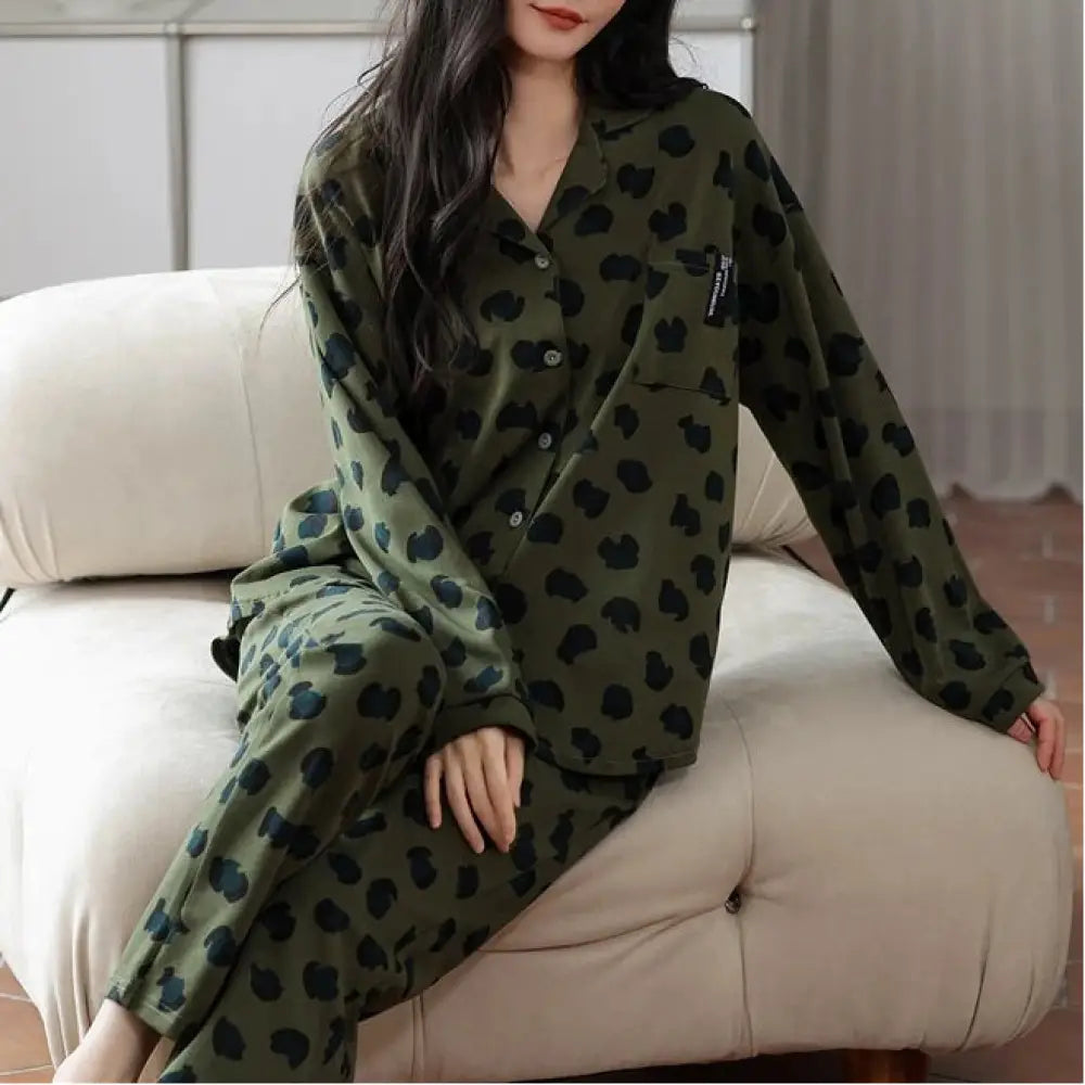 パジャマ 女性用 長袖 春秋 高級感 綿 カーディガン ホームウェア ID4123