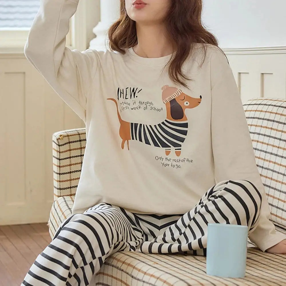 パジャマ プルオーバー 長袖 あったか ルームウェア 上下セット セットアップ 部屋着 キャラクター 2点セット かわいい リラックス 大人可愛い プレゼント ID4107 タイプ② / M レディース＞セットアップ