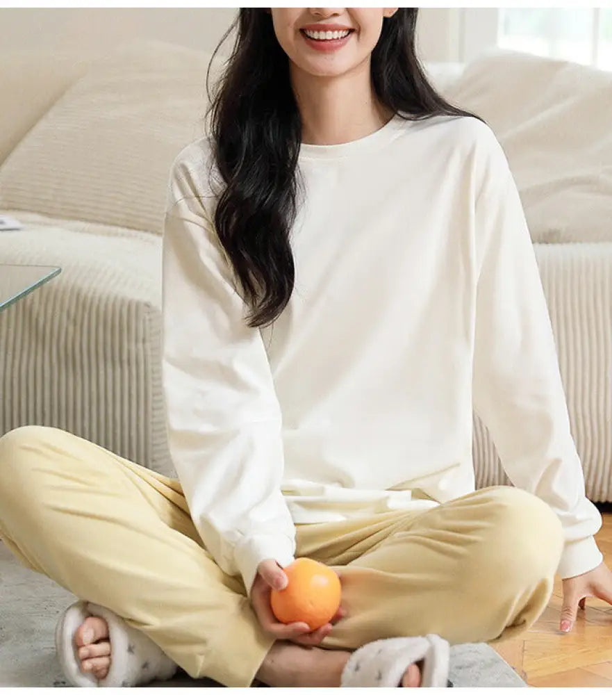 パジャマ レディース 部屋着 ルームウェア 春秋 長袖パジャマ シャツパジャマ 上下セット 女性 可愛い 寝巻き おしゃれ ID3988 イエロー / M