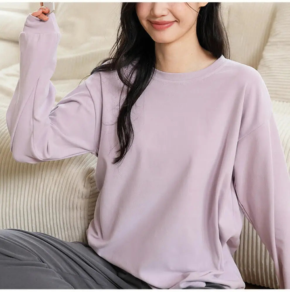 パジャマ レディース 部屋着 ルームウェア 春秋 長袖パジャマ シャツパジャマ 上下セット 女性 可愛い 寝巻き おしゃれ ID3988 パープル / M