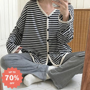 パジャマ レディース 春秋 コットン ストレッチ ゆったり 甘い カーディガン Vネック 外出可能 長袖 ロングパンツ ハウスウェア セット ID2017