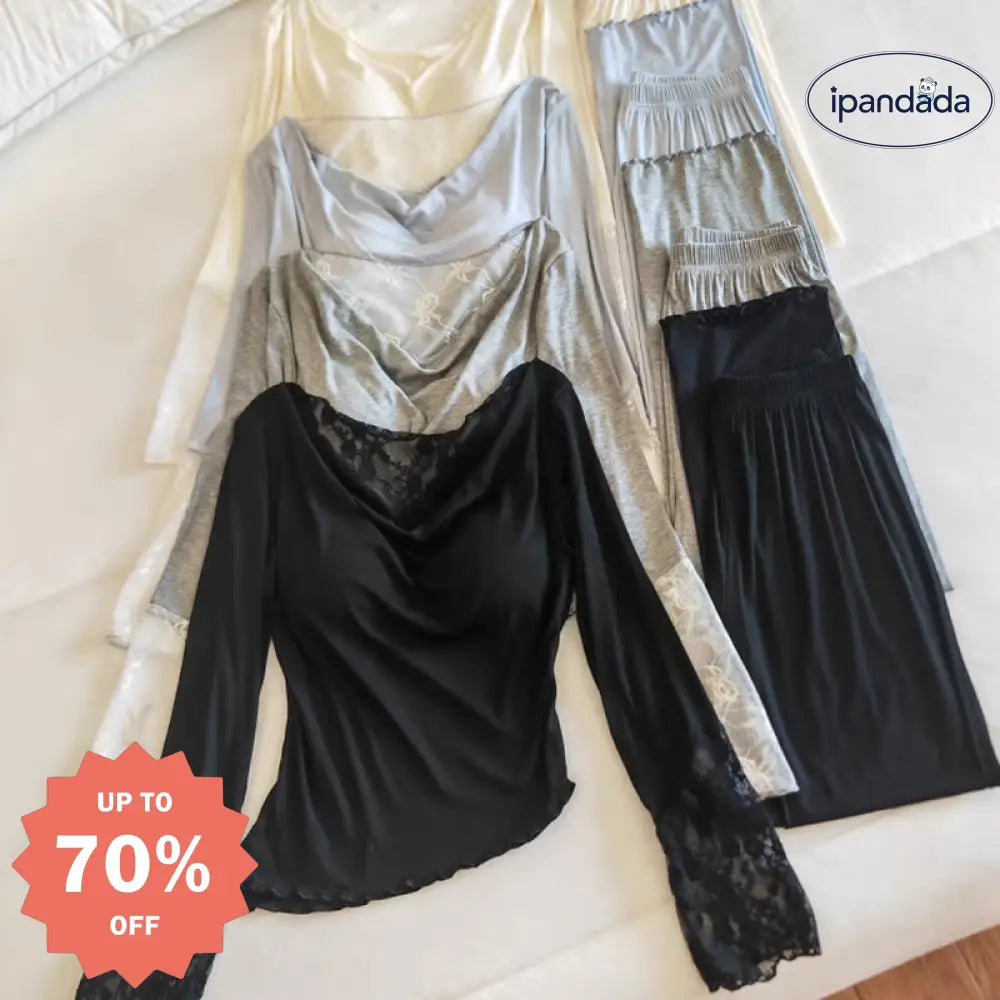ID418 パジャマ レディース 春 秋 美乳 ロングスリーブ レース フリル セクシー パッド付き ルームウェア レディース＞セットアップ