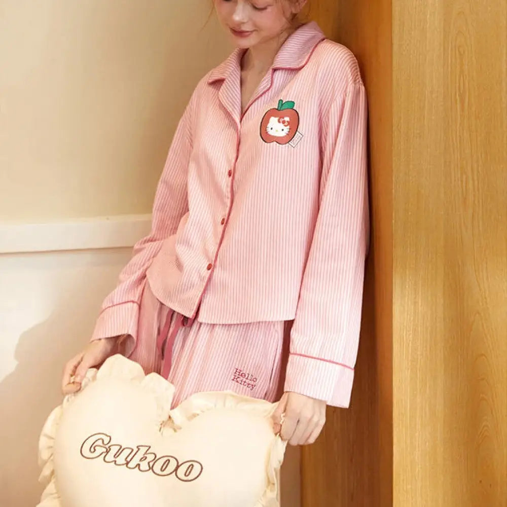 パジャマ レディース 春秋用 2点セット 長袖 長ズボン 新作 ナイトウェア かわいい 可愛い コットン 快適 セット ID3803 ピンク / S レディース＞セットアップ