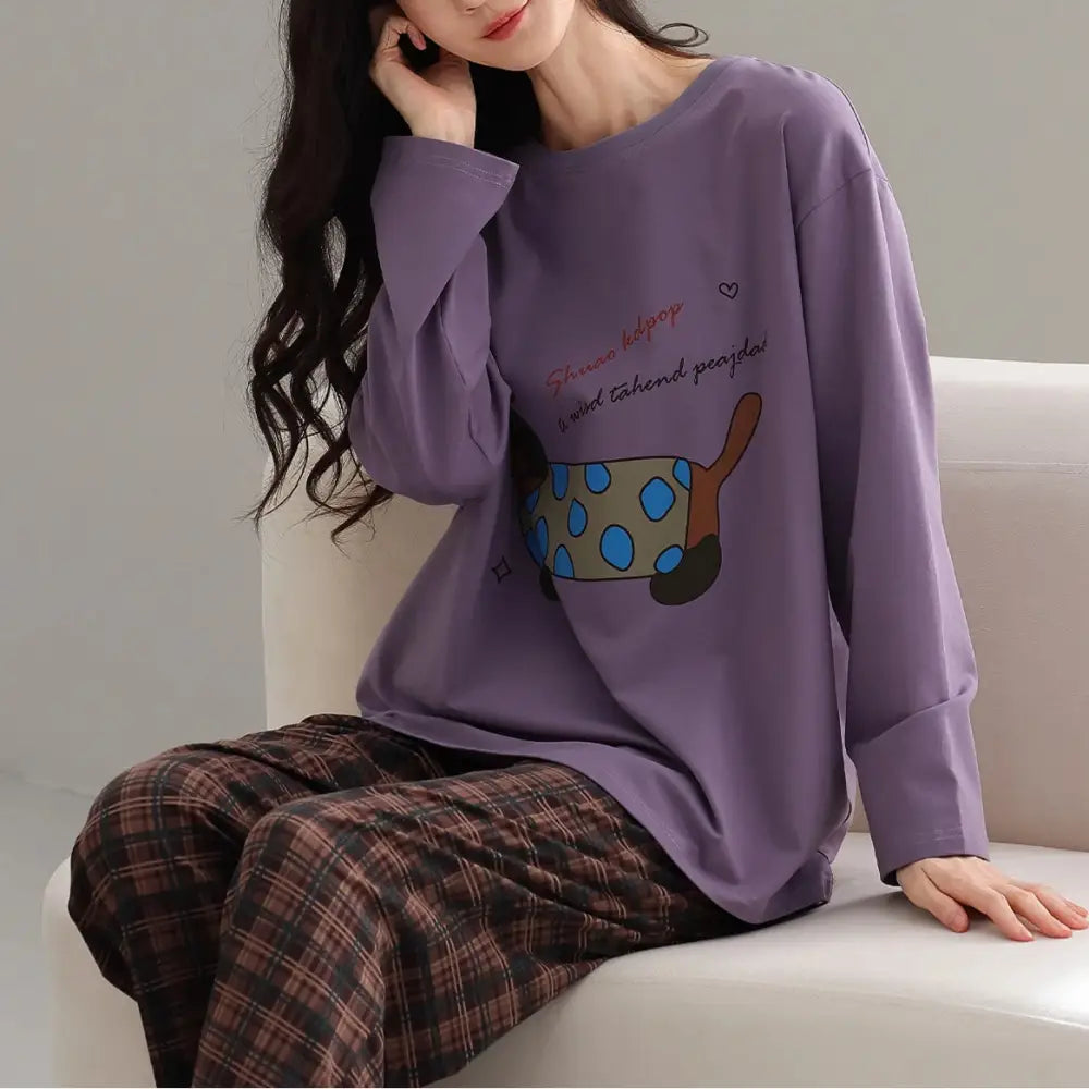 パジャマ レディース 春秋用 コットン 長袖 ゆったり カジュアル アニメ 可愛い 新作 ルームウェア ID3897