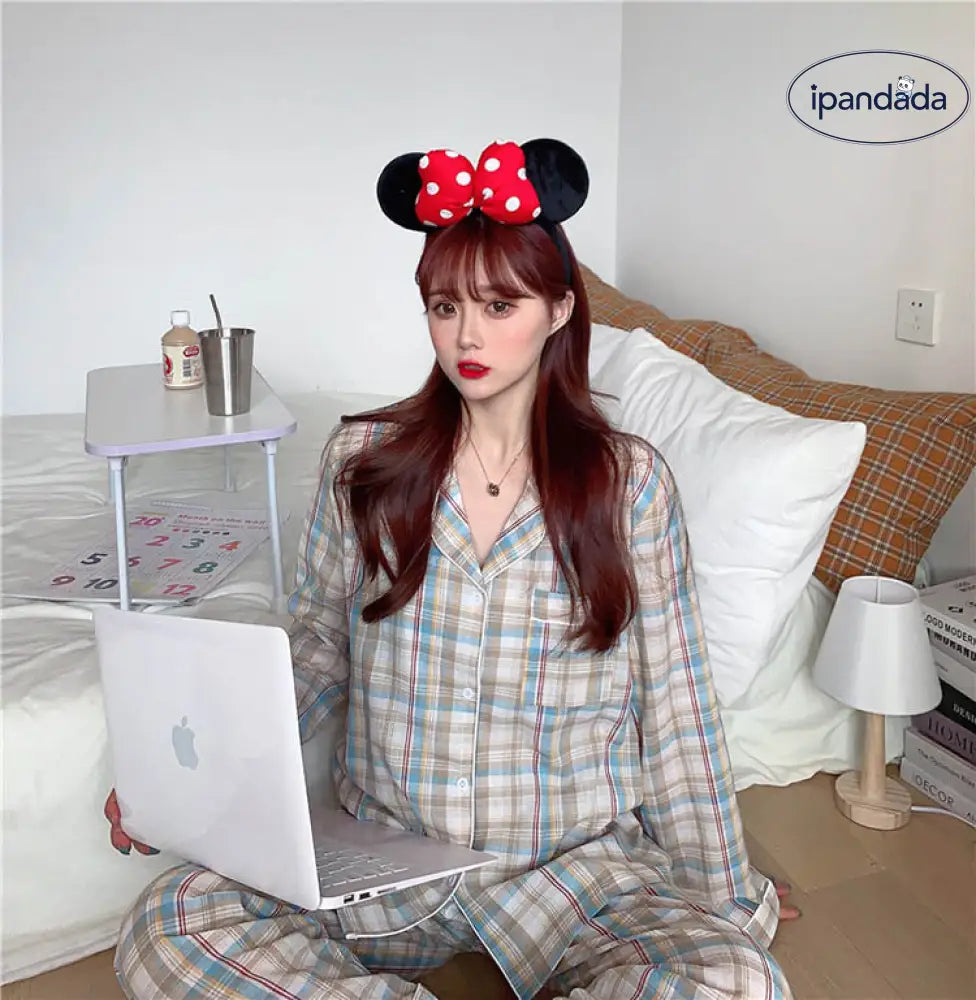 パジャマ レディース 春 秋 長袖 パジャマ ロングパンツ ルームウェア 上下セット チェック柄 パジャマ 可愛い 部屋着 韓国風 寝巻き パジャマ ID3984