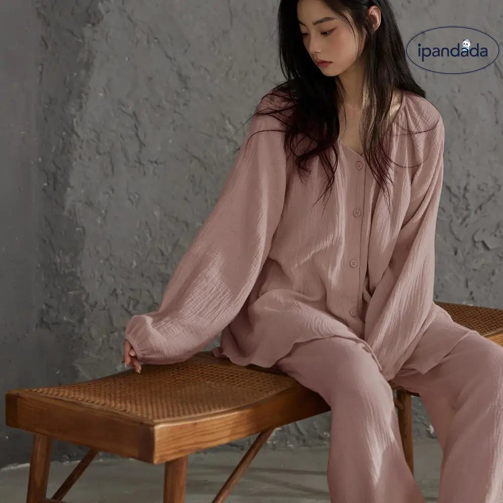 パジャマ レディース 春秋 長袖 長ズボン パッド付き 高級感 リラックス 部屋着 セット ID4172