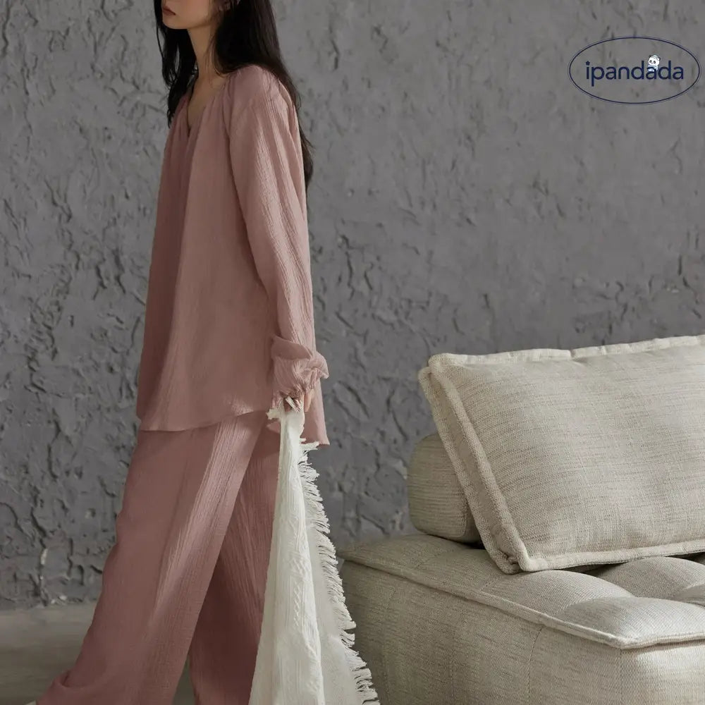 パジャマ レディース 春秋 長袖 長ズボン パッド付き 高級感 リラックス 部屋着 セット ID4172