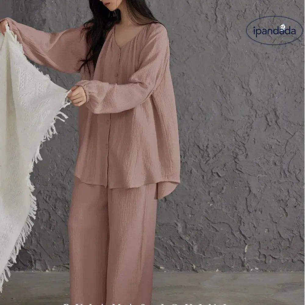 パジャマ レディース 春秋 長袖 長ズボン パッド付き 高級感 リラックス 部屋着 セット ID4172