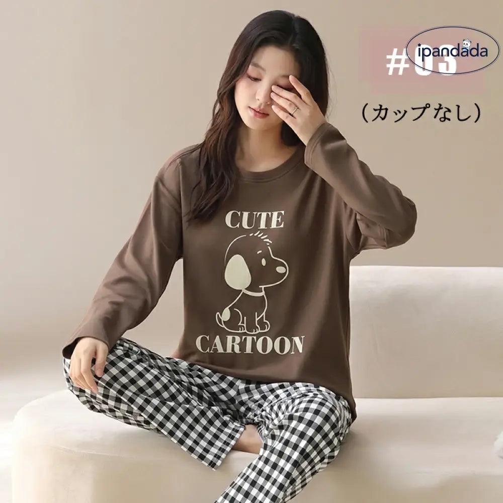 パジャマ レディース 春 夏 ルームウェア 綿 長袖 コットン カップ付き かわいい 大きいサイズ 冬用 柔らか 襟なし チェック柄 上下セット 冬 秋 可愛い パンツ 入院 出産 修学旅行 部屋着 寝巻き 敬老の日 プレゼント ギフト