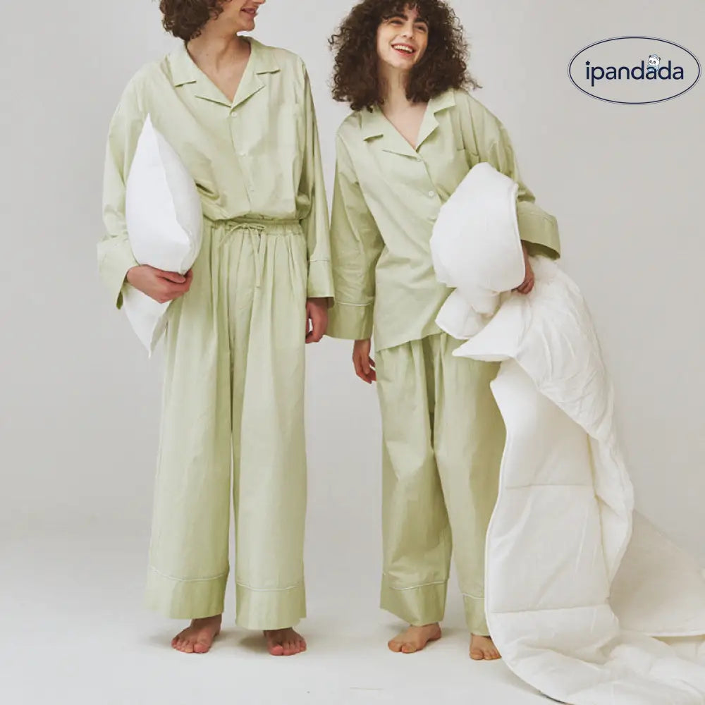パジャマ レディース 綿素材 秋用  長袖 長ズボン ゆったり 外出可能 ルームウェア セットアップ ペア ID2575