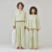 パジャマ レディース 綿素材 秋用  長袖 長ズボン ゆったり 外出可能 ルームウェア セットアップ ペア ID2575