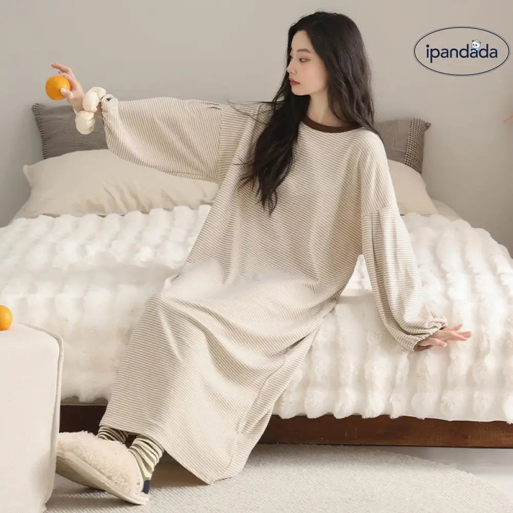 パジャマ レディース 長袖 ワンピース 可愛い スウィート スタイル 部屋着 ID4180