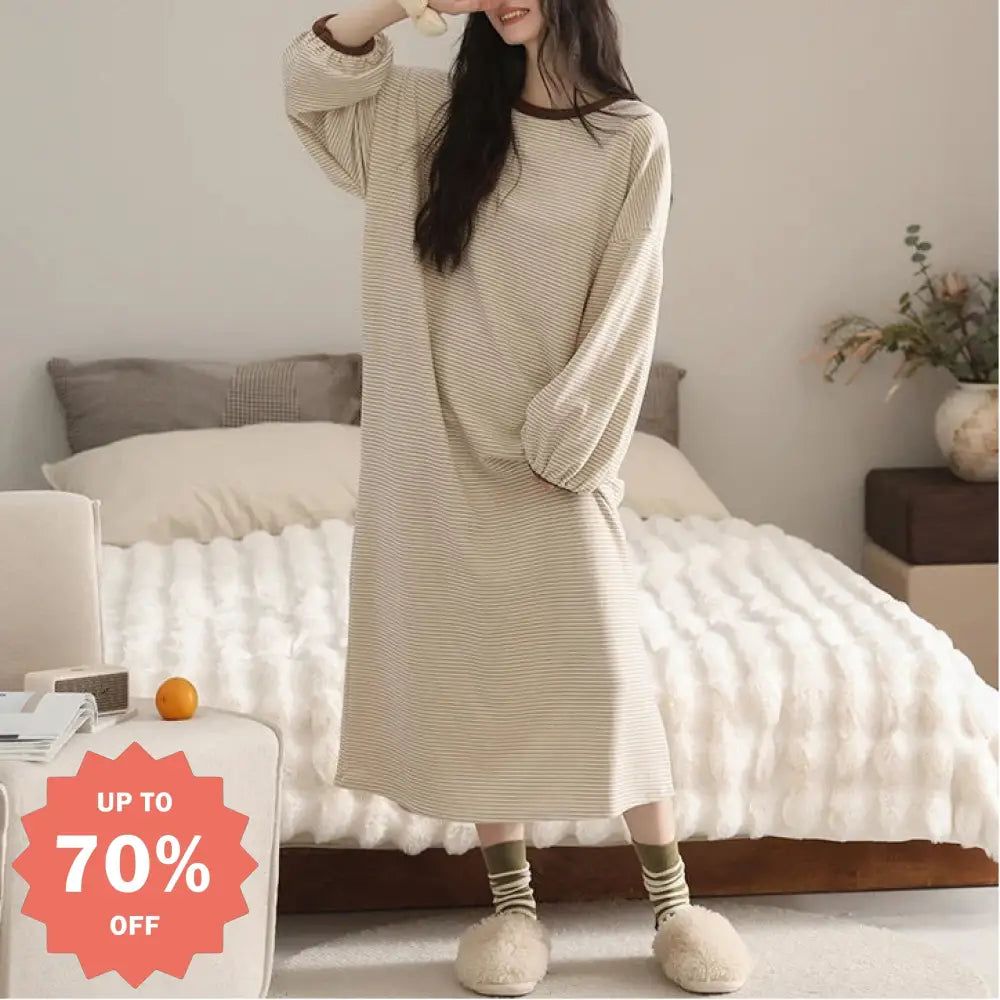 パジャマ レディース 長袖 ワンピース 可愛い スウィート スタイル 部屋着 ID4180 写真通り / M