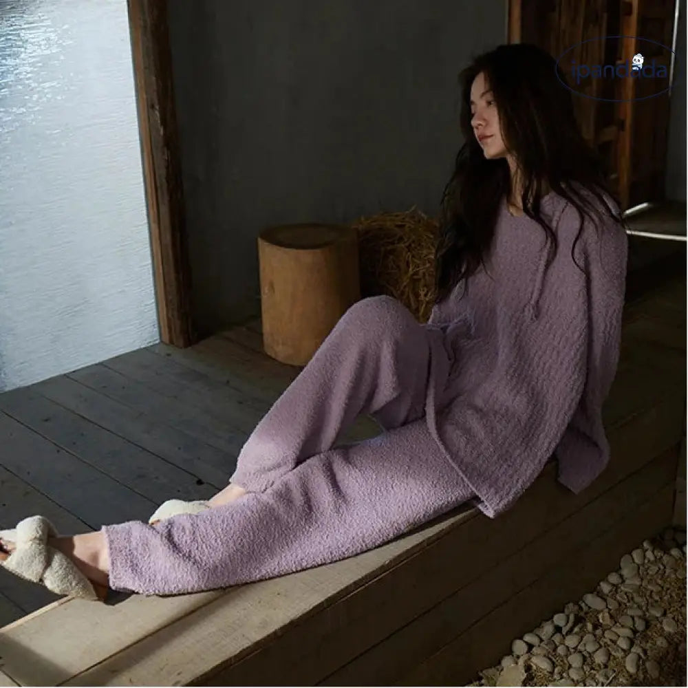 パジャマ レディース 秋冬 半分フリース ソフト フワフワ 長袖 ルームウェア コーラルフリース セット ID3047