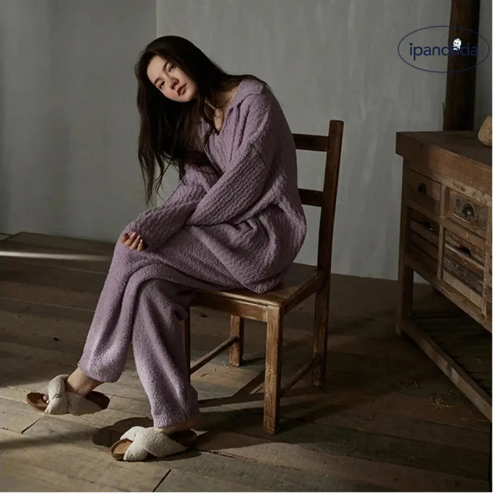 パジャマ レディース 秋冬 半分フリース ソフト フワフワ 長袖 ルームウェア コーラルフリース セット ID3047