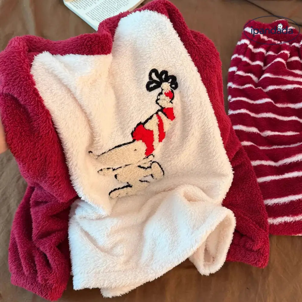 パジャマ レディース 秋冬 大きいサイズ 厚手 フリース スヌーピー ストライプ セット ルームウェア 冬用 長袖 裏起毛 上下セット レディース ルームウェア 部屋着 ゆったり ID3730 レディース＞セットアップ