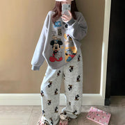 パジャマ レディース 秋冬 フリース 厚手 フリースセット 可愛い カートゥーン ミッキーマウス ボア ルームウェア ID2746
