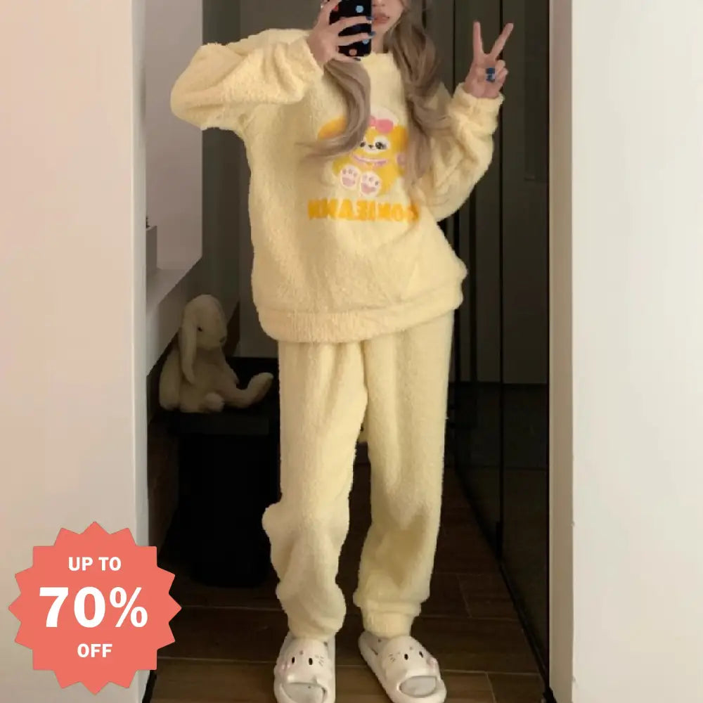 パジャマ レディース 秋冬 厚手 保温セット 新作 可愛い サンゴフリース ルームウェア 高級感 外出可能 ID2647