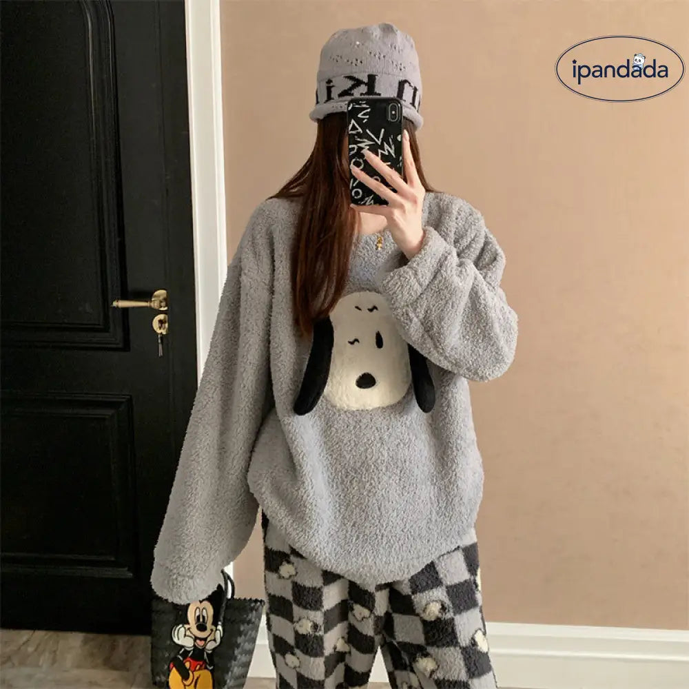 パジャマ レディース 秋冬 厚手 大きいサイズ 長袖 長パンツ ソフトコットン ルームウェア かわいい 可愛い 暖かい あったか 部屋着 ふわもこ モコモコ 保温 セット ID3535 レディース＞セットアップ