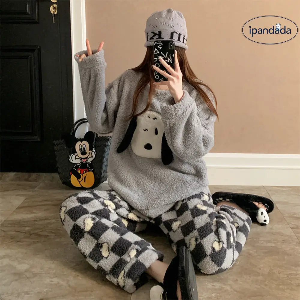 パジャマ レディース 秋冬 厚手 大きいサイズ 長袖 長パンツ ソフトコットン ルームウェア かわいい 可愛い 暖かい あったか 部屋着 ふわもこ モコモコ 保温 セット ID3535 レディース＞セットアップ